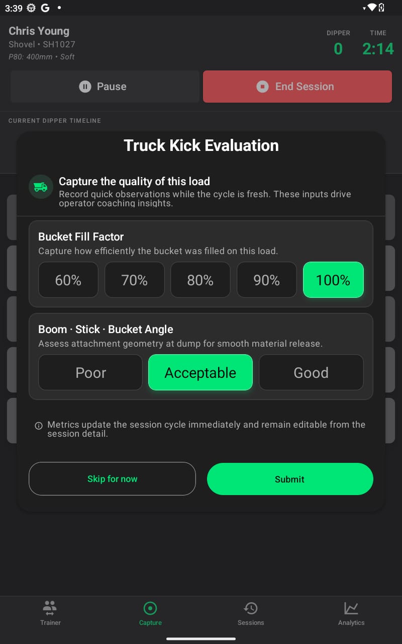 Truck Kick Evaluation